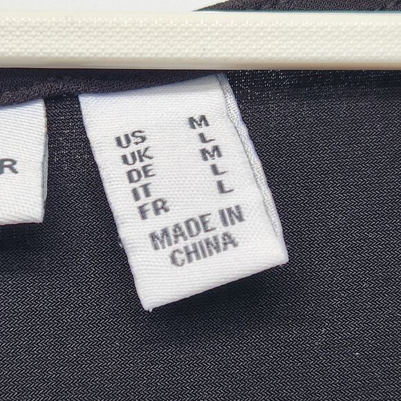 Susan Graver Black Liquid Knit Gold Chain Stretchy Classic Blouse Women's M - Picture 5 of 8